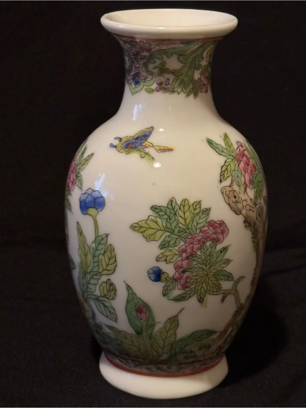 Vintage Chinese Ceramic Floral Vase